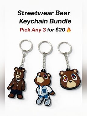 Kanye Bear Style Keychain Bundle Concert Swag Set